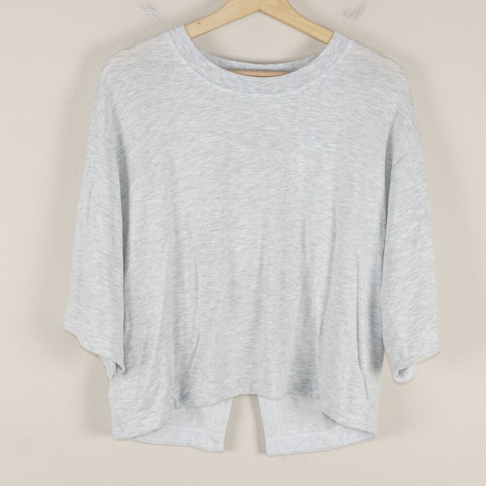 Athleta Gray Bliss Relaxed Fit Modal Blend Crossback Sweatshirt Womens Sz S